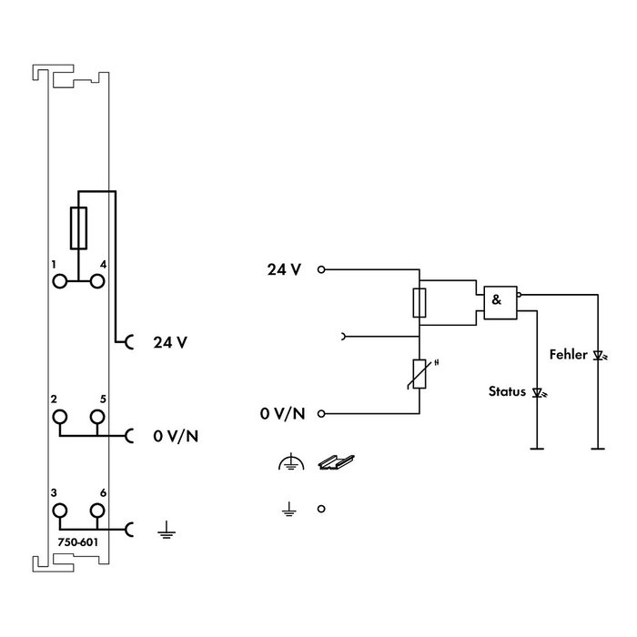 WAGO 750-601 Alimentación de potencial 24VDC 12x16x100mm