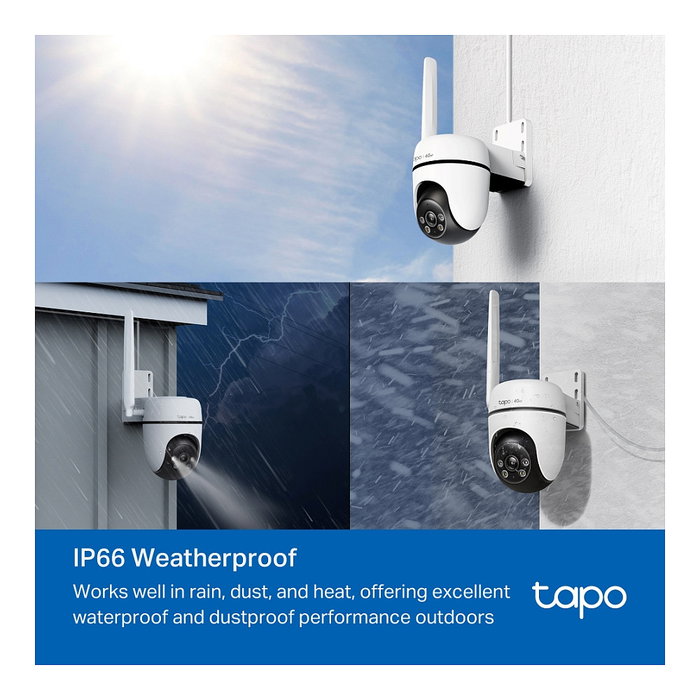 TP-LINK Cámara de vigilancia TAPO C501GW en color blanco, Wi-Fi, interior/exterior, 1080p Full HD, visión nocturna, detección de movimiento