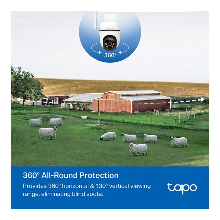 TP-LINK Cámara de vigilancia TAPO C501GW en color blanco, Wi-Fi, interior/exterior, 1080p Full HD, visión nocturna, detección de movimiento