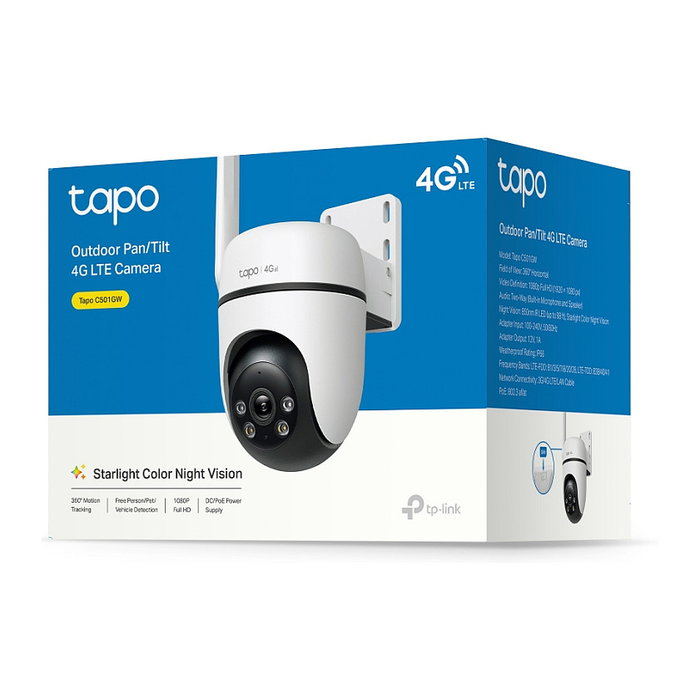 TP-LINK Cámara de vigilancia TAPO C501GW en color blanco, Wi-Fi, interior/exterior, 1080p Full HD, visión nocturna, detección de movimiento