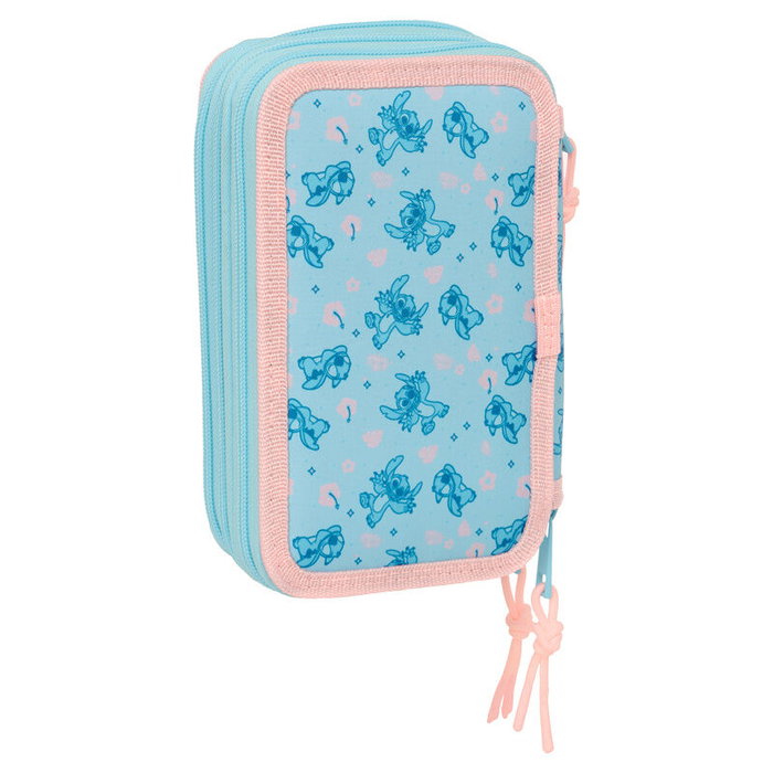 Safta Plumier Escolar Stitch Ohana Triple Cremallera 37 Piezas