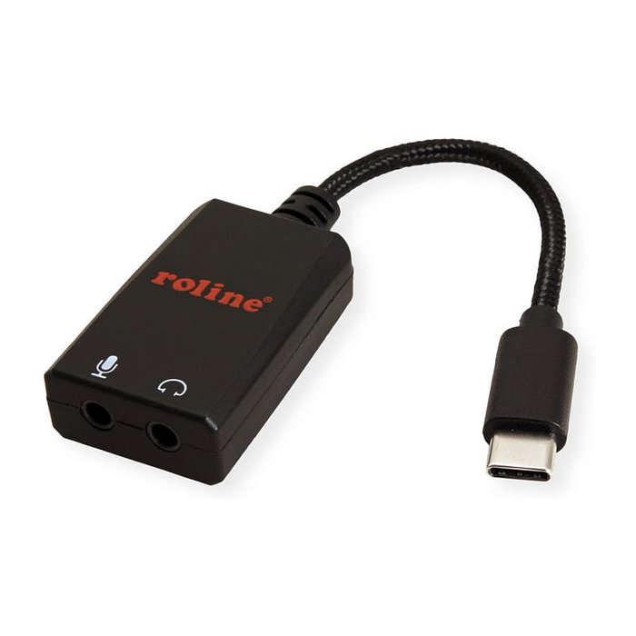 ROLINE Adaptador USB Tipo C a 2x 3,5mm Audio 12.03.3209 Negro ROLINE Adaptador USB Tipo C a 2x 3,5mm Audio 12.03.3209 Negro