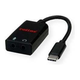 ROLINE Adaptador USB Tipo C a 2x 3,5mm Audio 12.03.3209 Negro