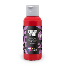 Tcolors Pintura Textil Rojo 80 ml, Alta Adherencia y Flexibilidad, Cubre Cualquier Tono, Aplicación con Rodillo, Pincel o Aerógrafo