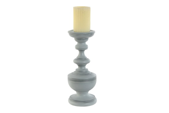 DKD Home Decor Portavela de Resina Gris Pack de 4