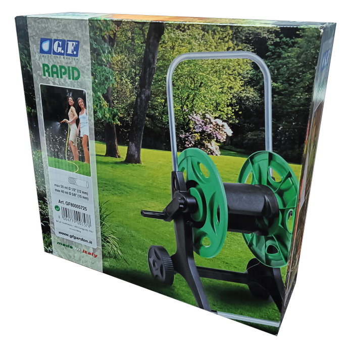 Carro portamanguera de plástico con ruedas