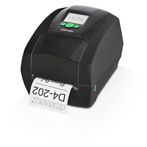 Custom D4 202 - Impresora de recibos térmica directa/transferencia térmica, 203x203 DPI, 5 ips, con pantalla 2.8", alámbrica (USB, Ethernet, Serie), color negro