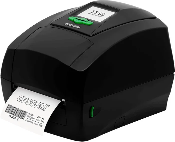 Custom D4 202 - Impresora de recibos térmica directa/transferencia térmica, 203x203 DPI, 5 ips, con pantalla 2.8", alámbrica (USB, Ethernet, Serie), color negro