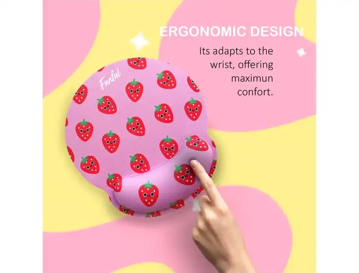 Wondee Alfombrilla de Ratón Ergonómica de Gel Antideslizante Fresa 250x230 mm