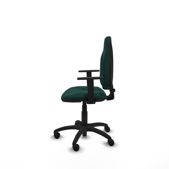 Silla de oficina Algarra con mecanismo Contacto permanente básico tapizada con Similpiel color Verde botella. Equipada con Base poliamida negra, Brazos 1D y Ruedas de nailon 50 mm Silla de oficina Algarra con mecanismo Contacto permanente básico tapizada con Similpiel color Verde botella. Equipada con Base poliamida negra, Brazos 1D y Ruedas de nailon 50 mm
