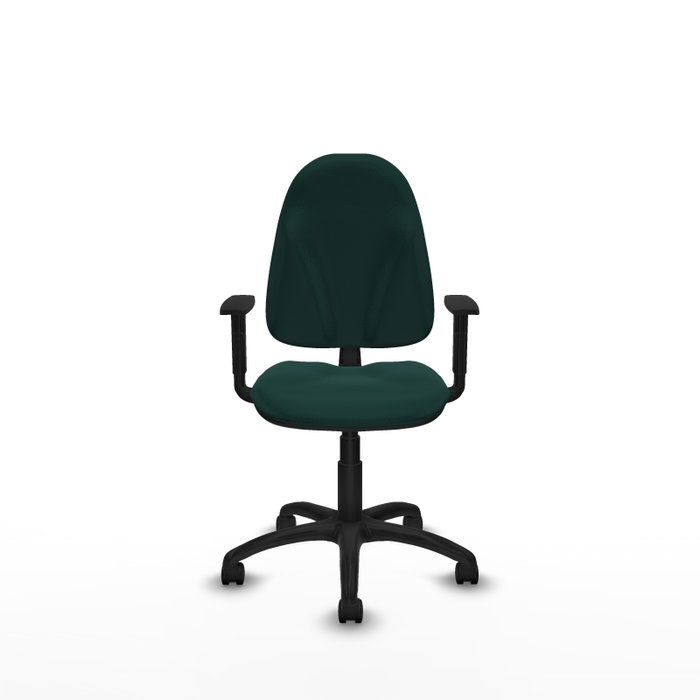 Silla de oficina Algarra con mecanismo Contacto permanente básico tapizada con Similpiel color Verde botella. Equipada con Base poliamida negra, Brazos 1D y Ruedas de nailon 50 mm Silla de oficina Algarra con mecanismo Contacto permanente básico tapizada con Similpiel color Verde botella. Equipada con Base poliamida negra, Brazos 1D y Ruedas de nailon 50 mm