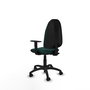 Silla de oficina Algarra con mecanismo Contacto permanente básico tapizada con Similpiel color Verde botella. Equipada con Base poliamida negra, Brazos 1D y Ruedas de nailon 50 mm