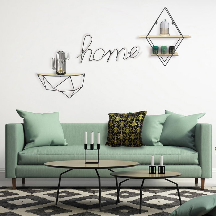 Home Deco Factory Estante Rombo Madera y Metal 40x10x46 cm