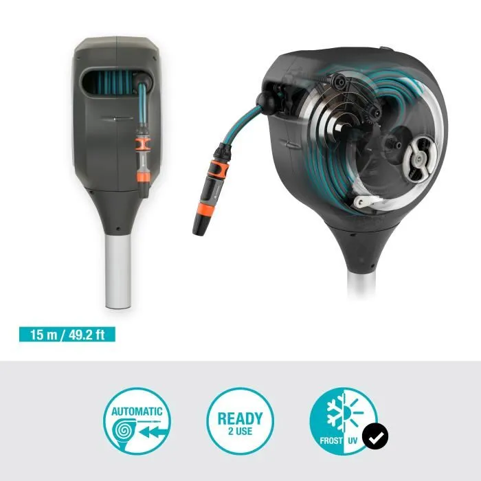Gardena RollUp S 15 m Dispensador Automático de Picos, Manguera de 11 mm con Rebobinado Automático y Anti-Torsión, Kit Completo, Color Blanco Gardena RollUp S 15 m Dispensador Automático de Picos, Manguera de 11 mm con Rebobinado Automático y Anti-Torsión, Kit Completo, Color Blanco