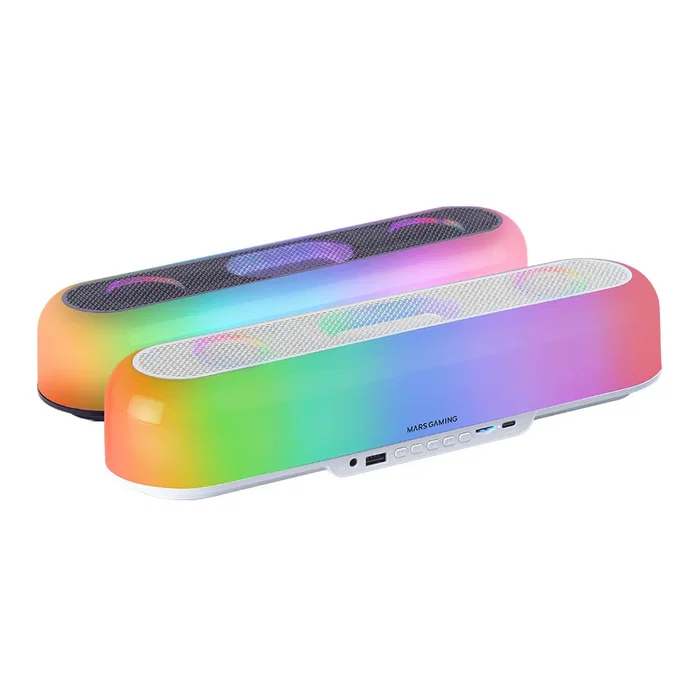 Mars Gaming MSB-ORB Altavoz Portátil Bluetooth con Luz RGB 360°, 20W, Bluetooth 5.3, Aux-in, Radio FM, TF, Batería 6h, Color Blanco