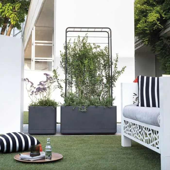 Deroma Maceta Cubo 9HN14SZ Antracita Con Reserva de Agua Ruedas 38 cm