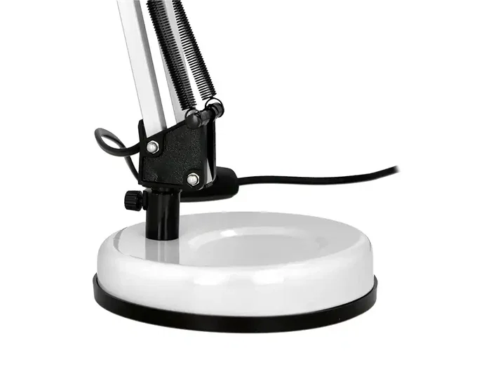 Q-Connect Lámpara de Escritorio Polaris Metálica Blanca con Brazo Articulado de 3 Puntos e Interruptor