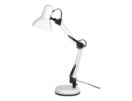 Q-Connect Lámpara de Escritorio Polaris Metálica Blanca con Brazo Articulado de 3 Puntos e Interruptor