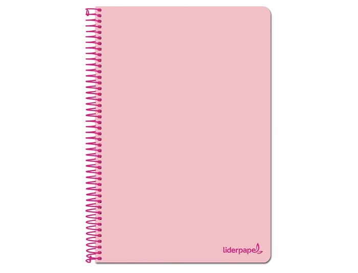 Liderpapel Cuaderno espiral folio tapa blanda 80h 60gr cuadro 4mm con margen color rosa
