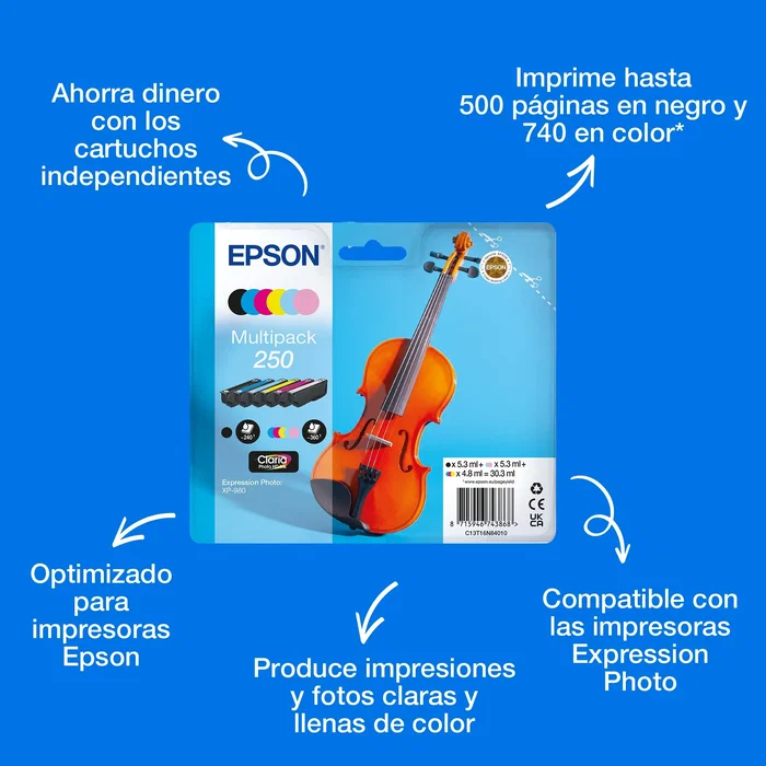 Epson Multipack 250 Violin Claria Photo HD de 6 Colores