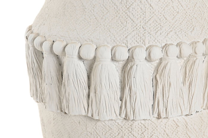 DKD Home Decor Jarrón de Cemento Blanco con Relieve