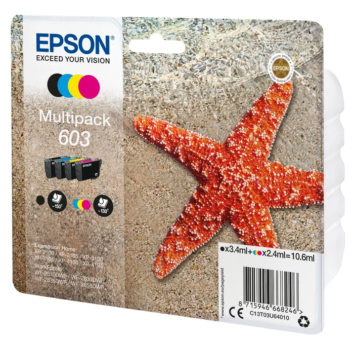 Epson Multipack 603 Estrella de mar 4 Colores Epson Multipack 603 Estrella de mar 4 Colores