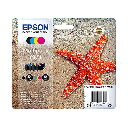 Epson Multipack de Tinta 603 Rendimiento Estándar, 4 Colores Epson Multipack de Tinta 603 Rendimiento Estándar, 4 Colores