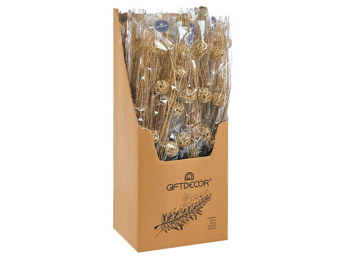 Giftdecor Ramillete 3 Bolas Dorado Metálico 14 cm x 12 cm x 100 cm (Set de 24)