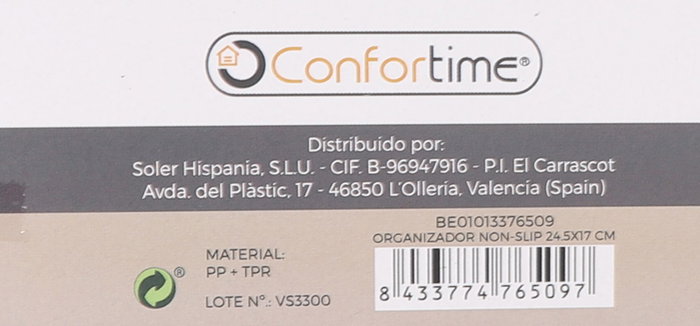 Confortime Organizador antideslizante para armario o cajón, dimensiones 24,5 x 17 x 5 cm, color negro (24 Unidades)