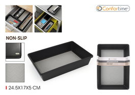 Confortime Organizador antideslizante para armario o cajón, dimensiones 24,5 x 17 x 5 cm, color negro (24 Unidades)