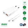 4smarts PDPlug Duos Slim GaN 20W Cargador de Pared USB-C/A + USB-C con Cable 1.5m Blanco, QC 3.0, USB Power Delivery 3.0, Adaptive Fast Charging, SuperCharge