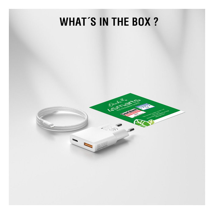4smarts PDPlug Duos Slim GaN 20W Cargador de Pared USB-C/A + USB-C con Cable 1.5m Blanco, QC 3.0, USB Power Delivery 3.0, Adaptive Fast Charging, SuperCharge 4smarts PDPlug Duos Slim GaN 20W Cargador de Pared USB-C/A + USB-C con Cable 1.5m Blanco, QC 3.0, USB Power Delivery 3.0, Adaptive Fast Charging, SuperCharge