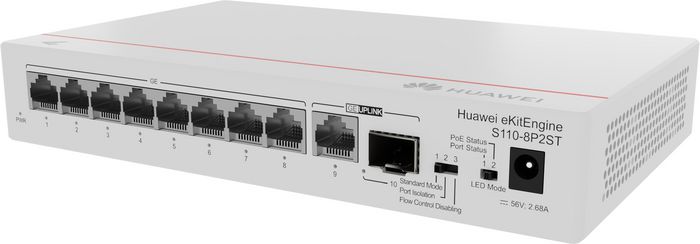 Huawei CloudEngine S110-8P2ST con 8 puertos Gigabit PoE+ y 1 puerto SFP Huawei CloudEngine S110-8P2ST con 8 puertos Gigabit PoE+ y 1 puerto SFP