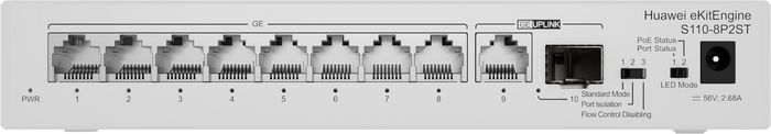 Huawei CloudEngine S110-8P2ST con 8 puertos Gigabit PoE+ y 1 puerto SFP Huawei CloudEngine S110-8P2ST con 8 puertos Gigabit PoE+ y 1 puerto SFP