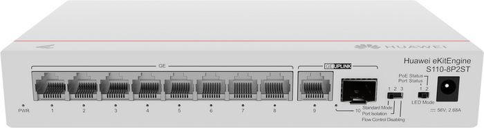 Huawei CloudEngine S110-8P2ST con 8 puertos Gigabit PoE+ y 1 puerto SFP Huawei CloudEngine S110-8P2ST con 8 puertos Gigabit PoE+ y 1 puerto SFP