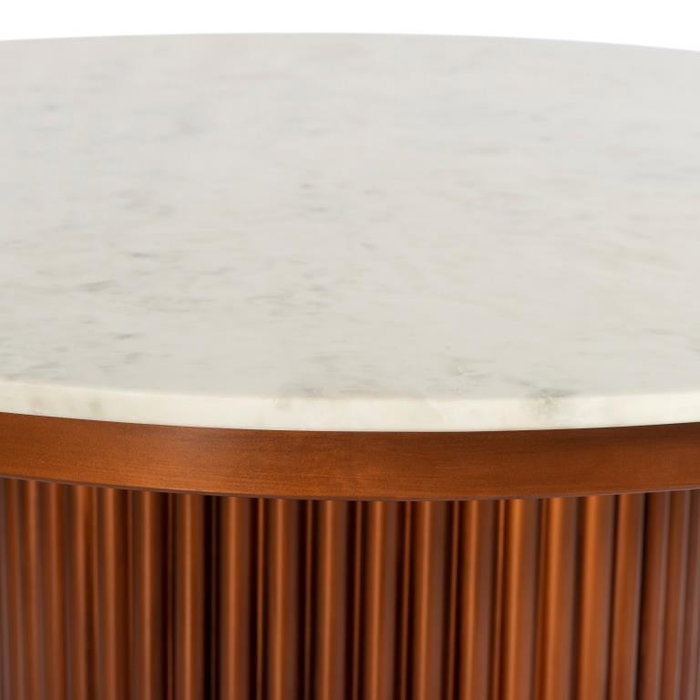 DKD Home Decor Mesa Comedor Moderno Blanco Cobrizo Marmol Metal 110 x 76 x 110 cm DKD Home Decor Mesa Comedor Moderno Blanco Cobrizo Marmol Metal 110 x 76 x 110 cm