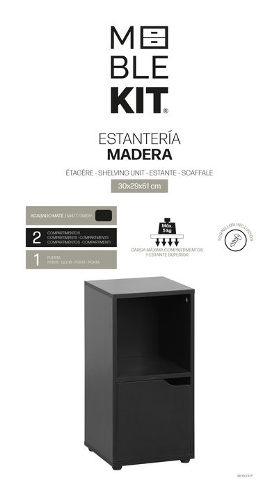 Inde Estante Cubo 2 Compartimentos con 1 Puerta Kit de Mueble en Madera de 30x29x61 cm (2 Unidades)