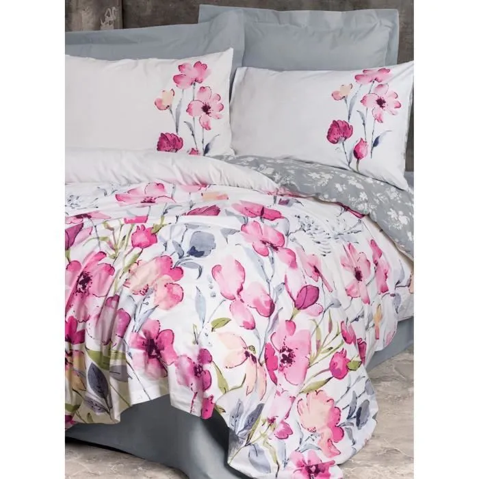 Hogar Juego de Cama Nórdico 220x240 cm y Fundas Almohada 60x60 cm Algodón Gris ASI8683742885603