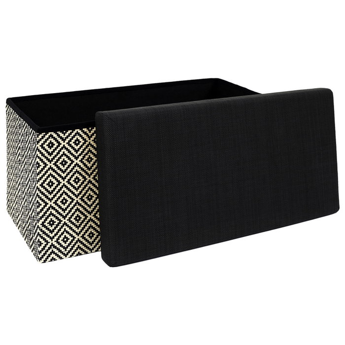 Home Deco Factory Banco-Puf Plegable Trenzado Negro Mirage 76x38 cm
