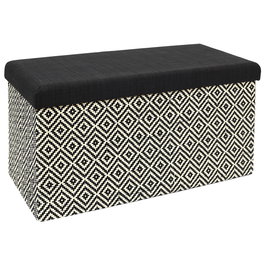 Home Deco Factory Banco-Puf Plegable Trenzado Negro Mirage 76x38 cm