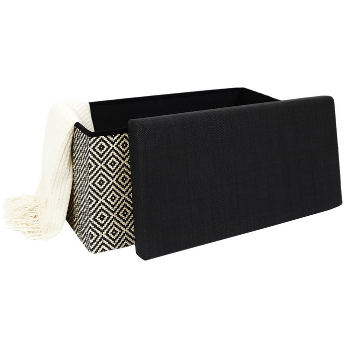 Home Deco Factory Banco-Puf Plegable Trenzado Negro Mirage 76x38 cm