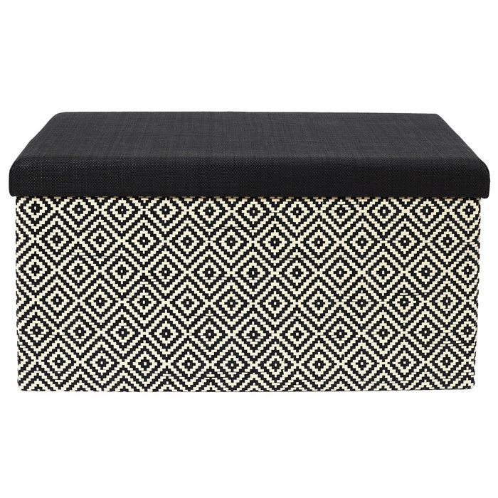Home Deco Factory Banco-Puf Plegable Trenzado Negro Mirage 76x38 cm