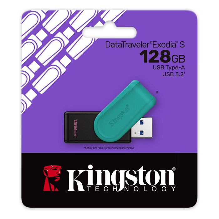Kingston DataTraveler Exodia S 128GB USB 3.2 Gen 1 Negro/Turquesa