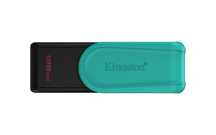 Kingston DataTraveler Exodia S 128GB - Pendrive USB 3.2 Gen 1 Tipo A con Tapa Giratoria, Negro Turquesa, Almacenamiento para PC, Mac, Linux y ChromeOS