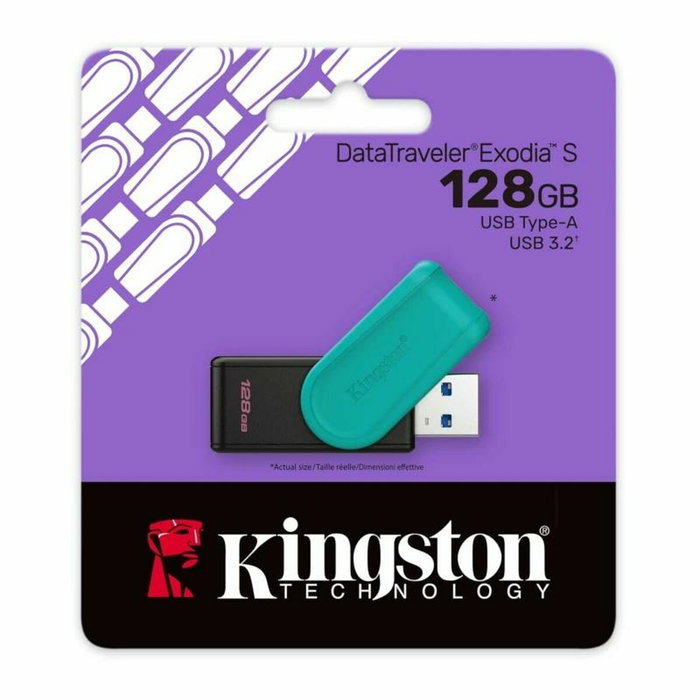 Kingston DataTraveler Exodia S 128GB USB 3.2 Gen 1 Negro/Turquesa