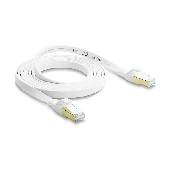 DeLOCK Cable de parche RJ45 Cat.8.1 U/FTP plano 2 m blanco DeLOCK Cable de parche RJ45 Cat.8.1 U/FTP plano 2 m blanco