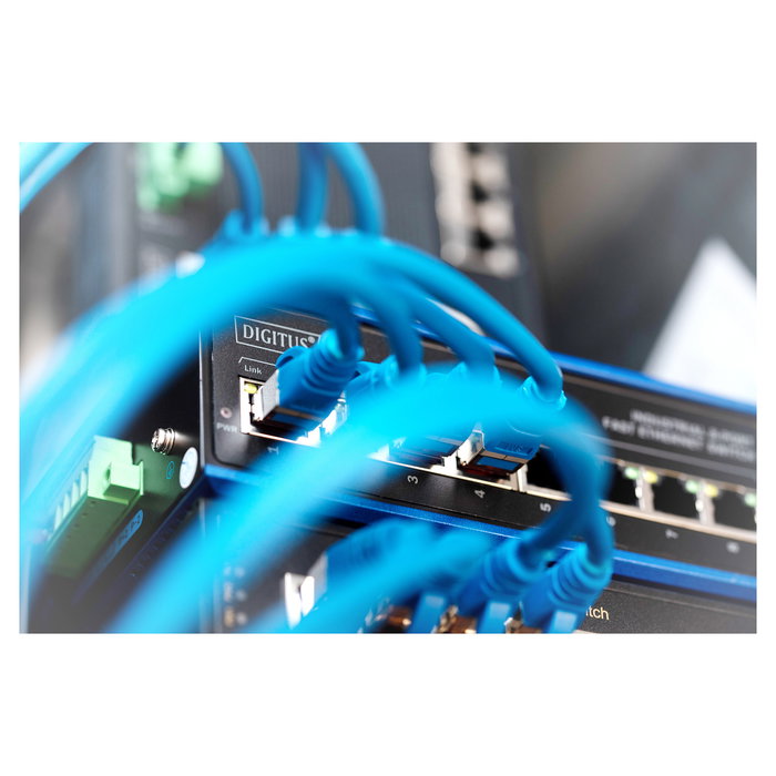 Digitus ASSMANN DN-650106 Switch Industrial de 8 Puertos Fast Ethernet (10/100) Unmanaged + 1 RJ45 Uplink, Metal para Montaje en Pared y Carril DIN