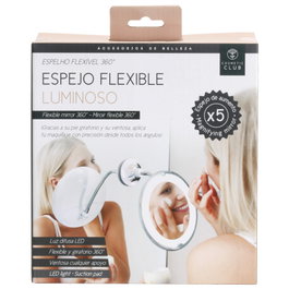 Cosmetic Club Espejo de Maquillaje LED Flexible con Ventosa y Aumento 5x
