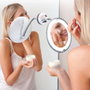 Cosmetic Club Espejo de Maquillaje LED Flexible con Ventosa y Aumento 5x