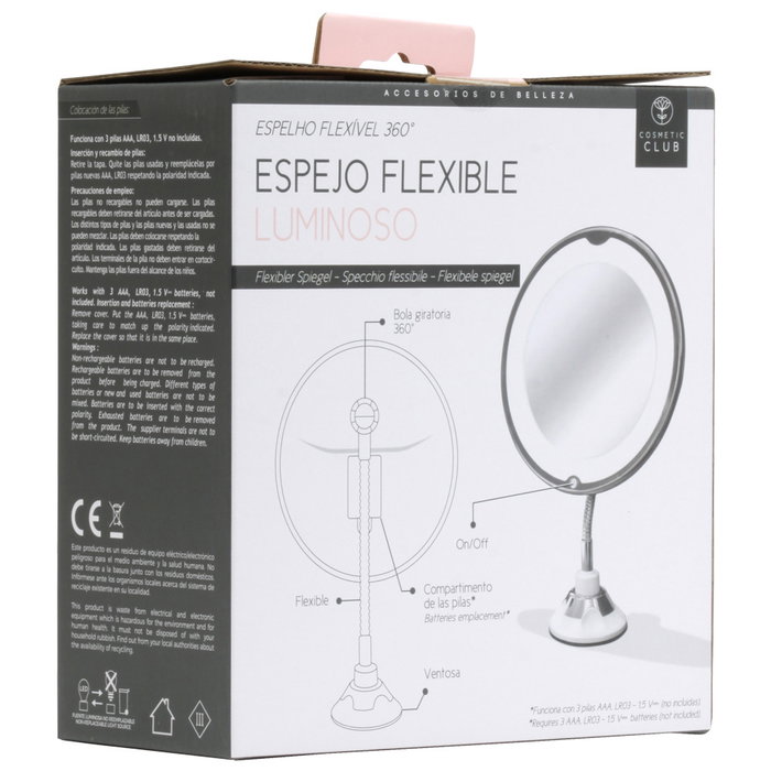 Cosmetic Club Espejo de Maquillaje LED Flexible con Ventosa y Aumento 5x Cosmetic Club Espejo de Maquillaje LED Flexible con Ventosa y Aumento 5x